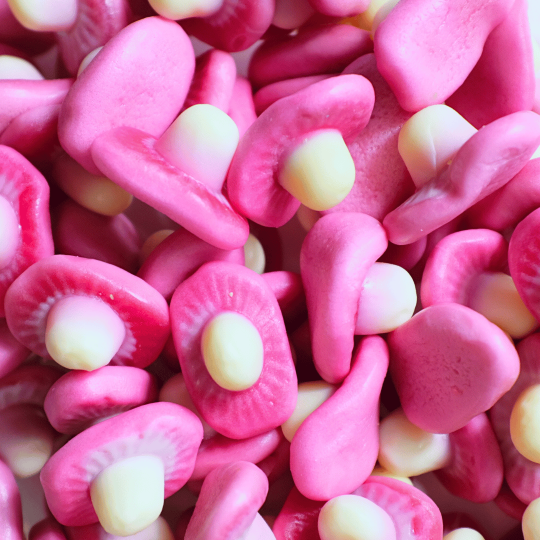 Pink Gummy Mushrooms